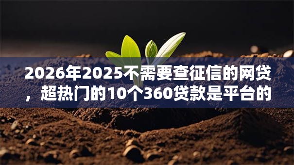 2026年2025不需要查征信的网贷，超热门的10个360贷款是平台的推荐