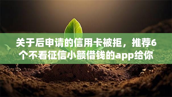 关于后申请的信用卡被拒，推荐6个不看征信小额借钱的app给你