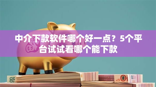 中介下款软件哪个好一点？5个平台试试看哪个能下款