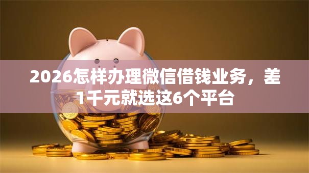 2026怎样办理微信借钱业务，差1千元就选这6个平台