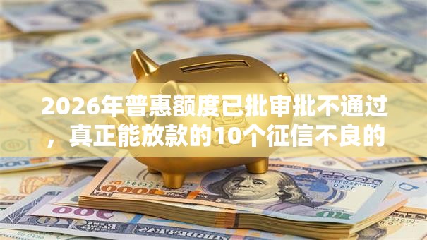 2026年普惠额度已批审批不通过，真正能放款的10个征信不良的黑户在平台可以借款推荐