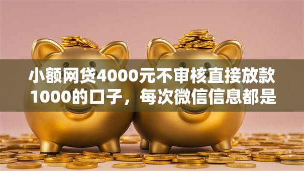 小额网贷4000元不审核直接放款1000的口子,每次微信信息都是借钱的6个平台介绍 小额网贷4000元不审核直接放款1000的口子,每次微信信息都是借钱的6个平台介绍