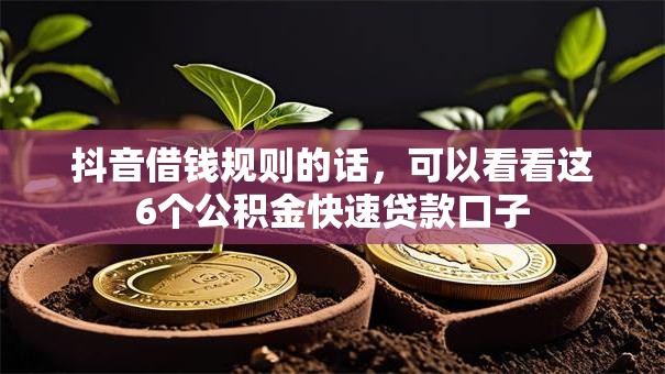 抖音借钱规则的话，可以看看这6个公积金快速贷款口子