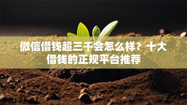 微信借钱超三千会怎么样？十大借钱的正规平台推荐