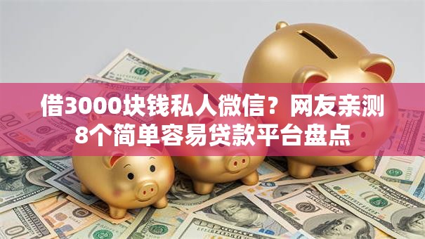 借3000块钱私人微信？网友亲测8个简单容易贷款平台盘点