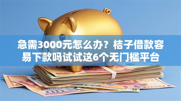 急需3000元怎么办？桔子借款容易下款吗试试这6个无门槛平台