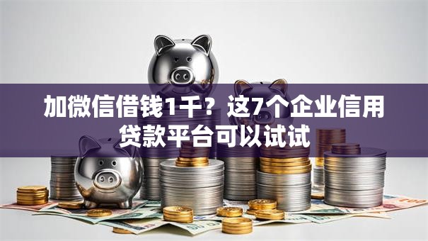 加微信借钱1千？这7个企业信用贷款平台可以试试