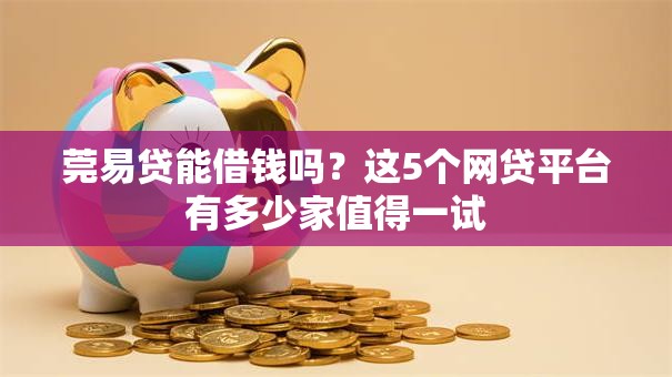 莞易贷能借钱吗？这5个网贷平台有多少家值得一试