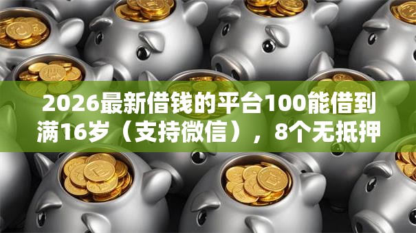 2026最新借钱的平台100能借到满16岁（支持微信），8个无抵押贷款平台无私分享