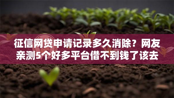 征信网贷申请记录多久消除？网友亲测5个好多平台借不到钱了该去哪借钱盘点
