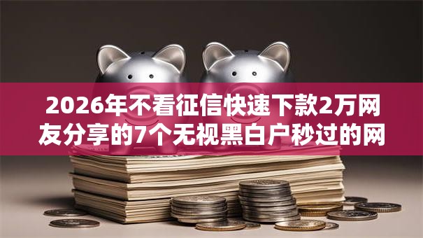 2026年不看征信快速下款2万网友分享的7个无视黑白户秒过的网贷口子我觉得不错！