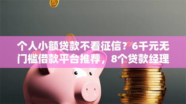 个人小额贷款不看征信？6千元无门槛借款平台推荐，8个贷款经理平台盘点