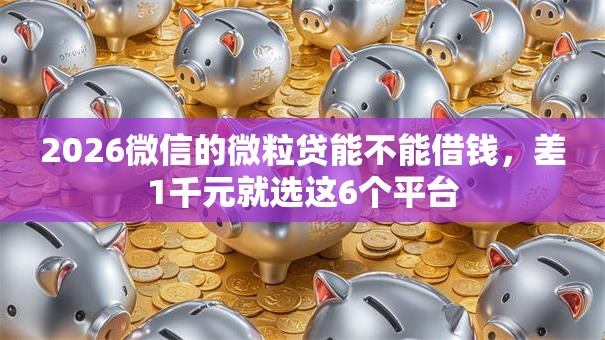 2026微信的微粒贷能不能借钱，差1千元就选这6个平台