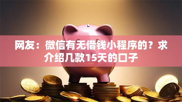 网友：微信有无借钱小程序的？求介绍几款15天的口子
