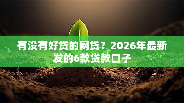有没有好贷的网贷？2026年最新发的6款贷款口子