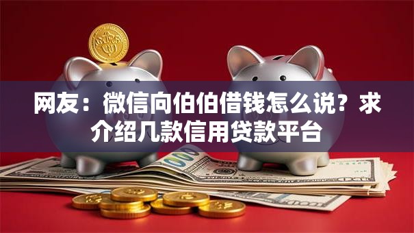 网友：微信向伯伯借钱怎么说？求介绍几款信用贷款平台