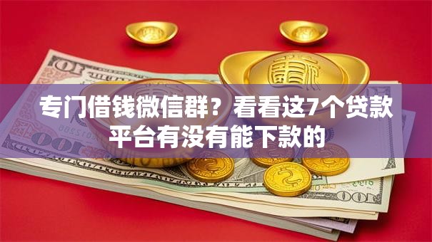 专门借钱微信群？看看这7个贷款平台有没有能下款的