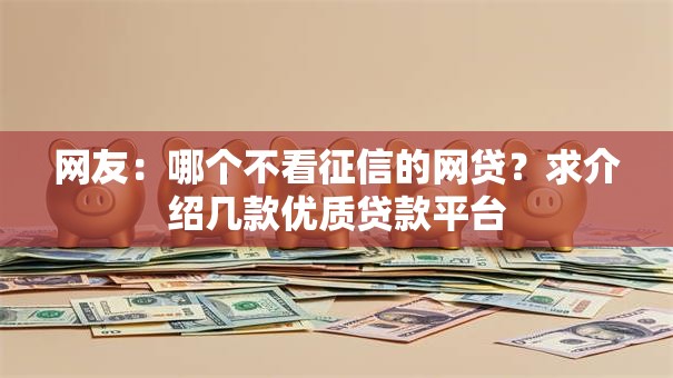 网友:哪个不看征信的网贷?求介绍几款优质贷款平台 网友:哪个不看征信的网贷?求介绍几款优质贷款平台