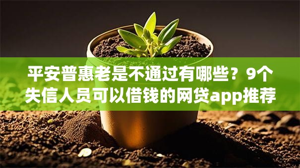 平安普惠老是不通过有哪些？9个失信人员可以借钱的网贷app推荐给你