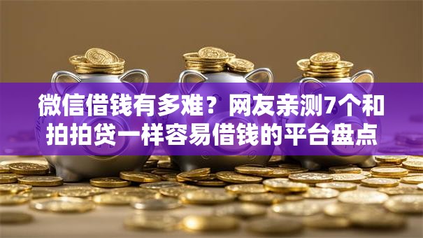微信借钱有多难？网友亲测7个和拍拍贷一样容易借钱的平台盘点