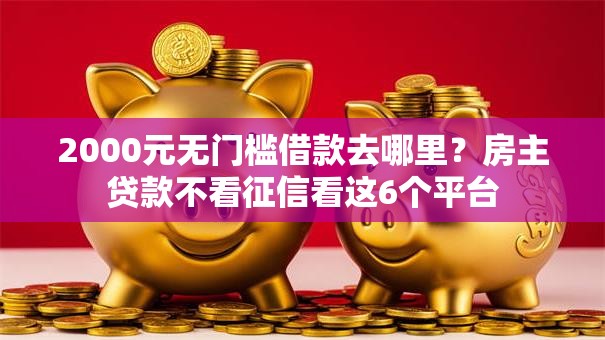 2000元无门槛借款去哪里？房主贷款不看征信看这6个平台