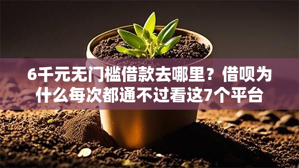 6千元无门槛借款去哪里？借呗为什么每次都通不过看这7个平台
