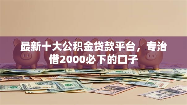 最新十大公积金贷款平台，专治借2000必下的口子