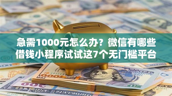 急需1000元怎么办？微信有哪些借钱小程序试试这7个无门槛平台