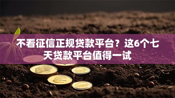 不看征信正规贷款平台?这6个七天贷款平台值得一试 不看征信正规贷款平台?这6个七天贷款平台值得一试
