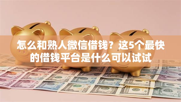 怎么和熟人微信借钱？这5个最快的借钱平台是什么可以试试
