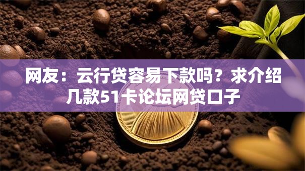 网友：云行贷容易下款吗？求介绍几款51卡论坛网贷口子