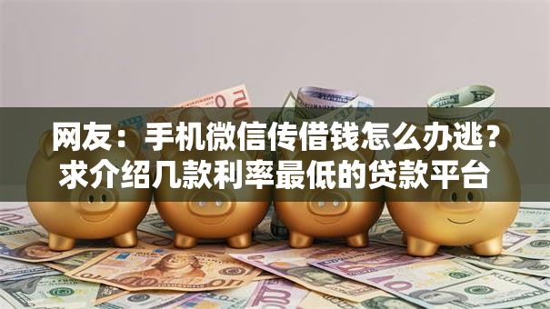 网友:手机微信传借钱怎么办逃?求介绍几款利率最低的贷款平台 网友:手机微信传借钱怎么办逃?求介绍几款利率最低的贷款平台