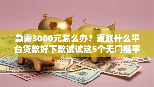 急需3000元怎么办？通联什么平台贷款好下款试试这5个无门槛平台
