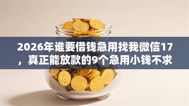 2026年谁要借钱急用找我微信17，真正能放款的9个急用小钱不求征信流水轻松贷的口子推荐