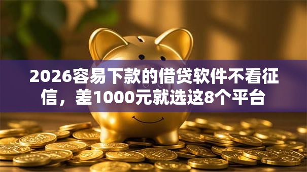 2026容易下款的借贷软件不看征信，差1000元就选这8个平台