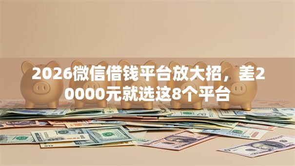 2026微信借钱平台放大招，差20000元就选这8个平台