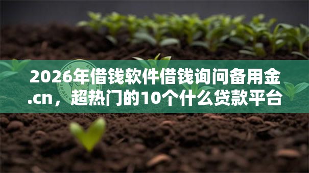 2026年借钱软件借钱询问备用金.cn，超热门的10个什么贷款平台额度高推荐
