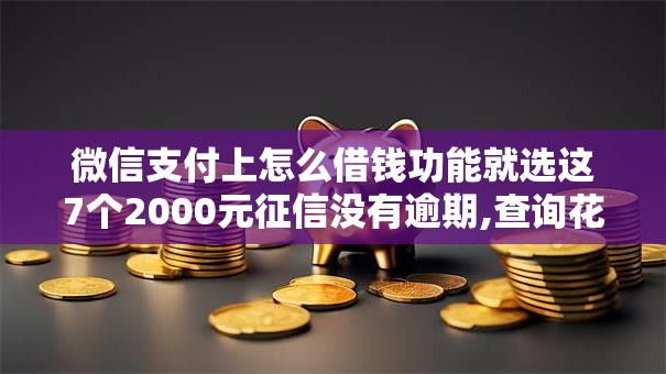 微信支付上怎么借钱功能就选这7个2000元征信没有逾期,查询花了,能贷款的平台
