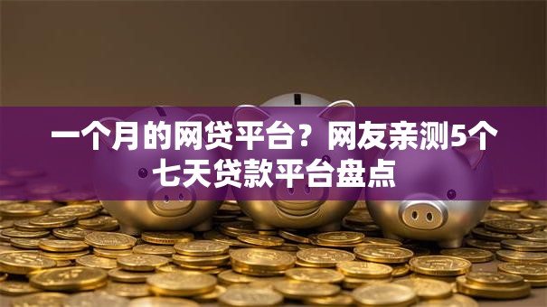 一个月的网贷平台？网友亲测5个七天贷款平台盘点