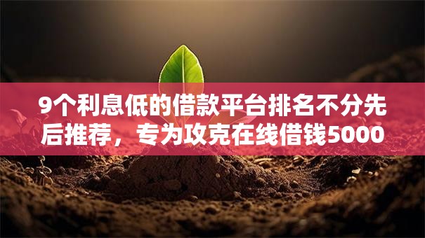 9个利息低的借款平台排名不分先后推荐，专为攻克在线借钱5000十分钟到账难题