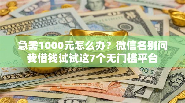 急需1000元怎么办？微信名别问我借钱试试这7个无门槛平台