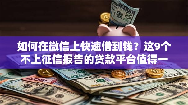 如何在微信上快速借到钱？这9个不上征信报告的贷款平台值得一试