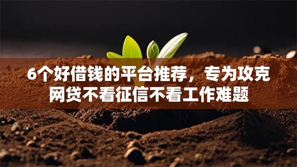 6个好借钱的平台推荐，专为攻克网贷不看征信不看工作难题