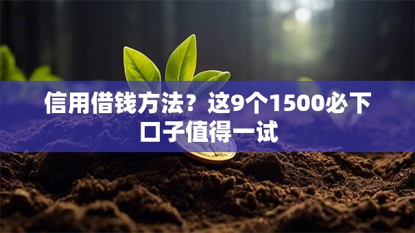信用借钱方法？这9个1500必下口子值得一试