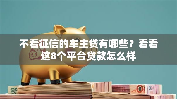 不看征信的车主贷有哪些？看看这8个平台贷款怎么样