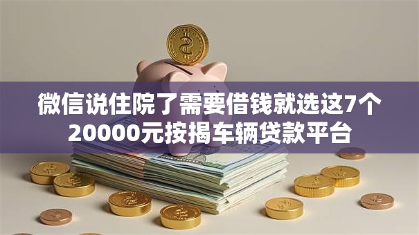 微信说住院了需要借钱就选这7个20000元按揭车辆贷款平台