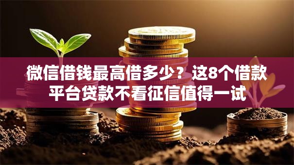 微信借钱最高借多少？这8个借款平台贷款不看征信值得一试