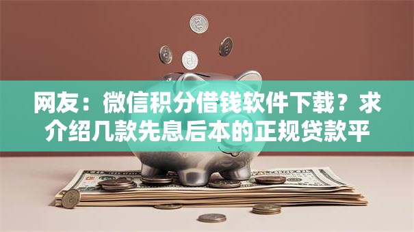 网友：微信积分借钱软件下载？求介绍几款先息后本的正规贷款平台
