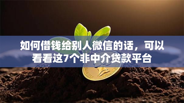 如何借钱给别人微信的话，可以看看这7个非中介贷款平台