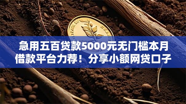 急用五百贷款5000元无门槛本月借款平台力荐！分享小额网贷口子5000元无门槛借款